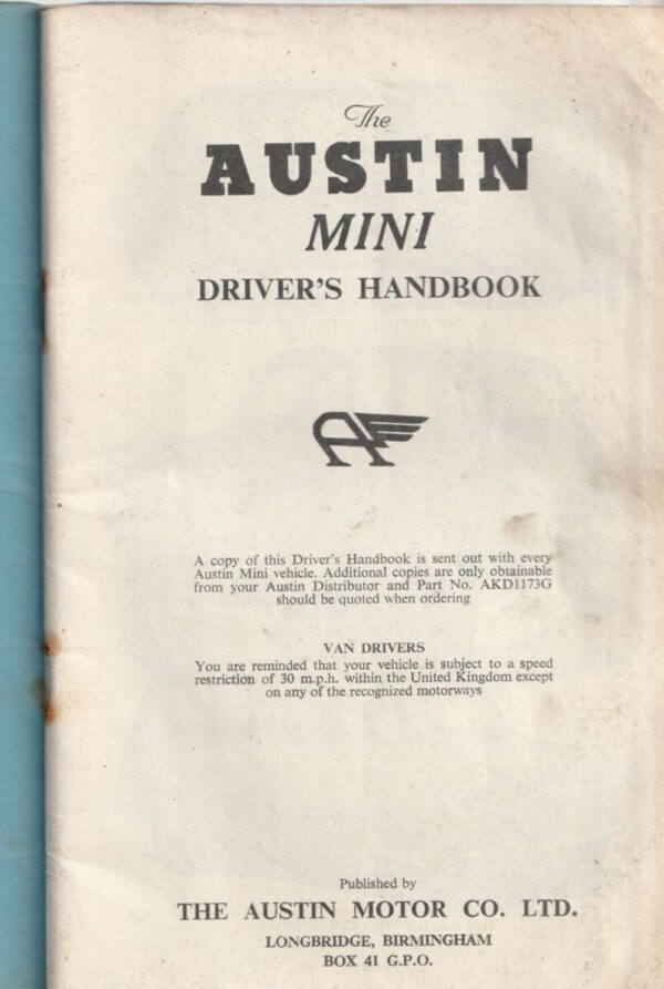 Austin Mini Driver’s Handbook – Origineel (Engelstalig, 1962) - Afbeelding 2