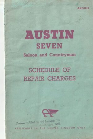 Austin Seven Saloon and Contryman Schedule of Repair Charges okt 1960  AKD1813