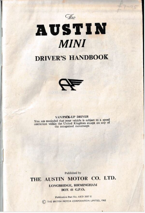 Austin Mini Original Driver’s Handbook (1965) – No. AKD 3887E - Afbeelding 4