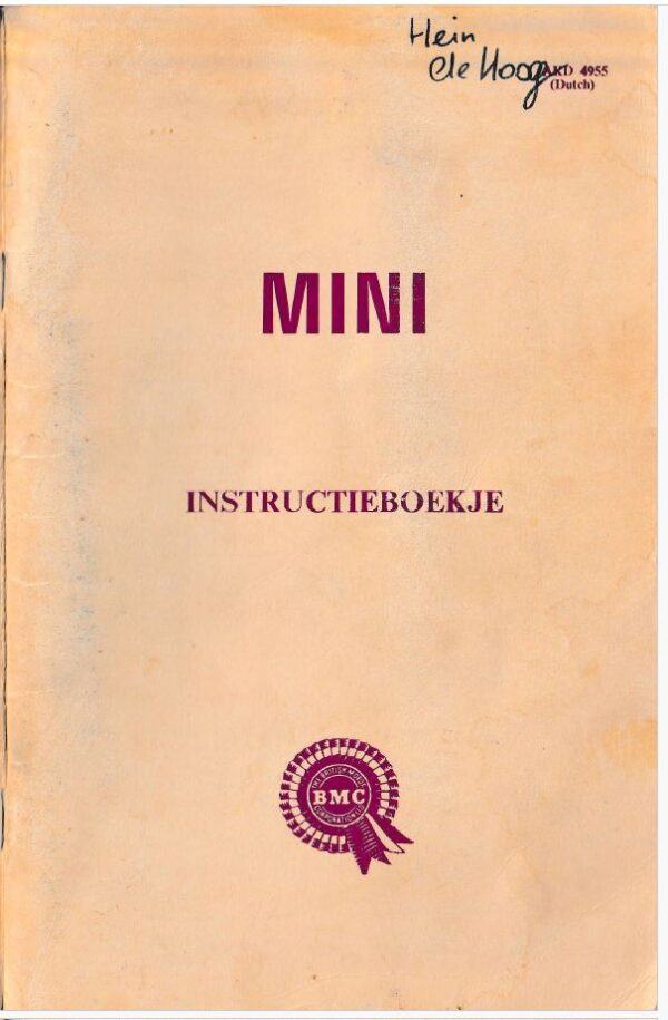 Austin Mini Original Driver’s Handbook (1967) – No. AKD 4995 (Dutch)