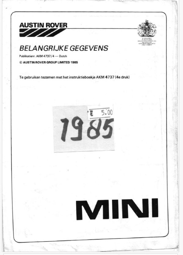 1985 Aanvullend Inlegvel AKM 4737-4 – Maak je Instructieboekje Compleet!